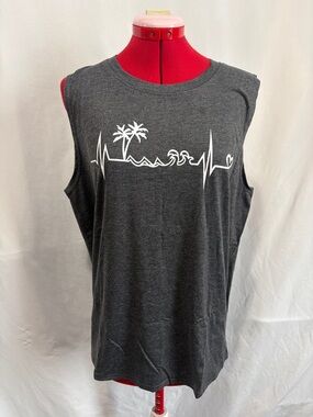 Charcoal Beach Wave Muscle Tee - Unbranded